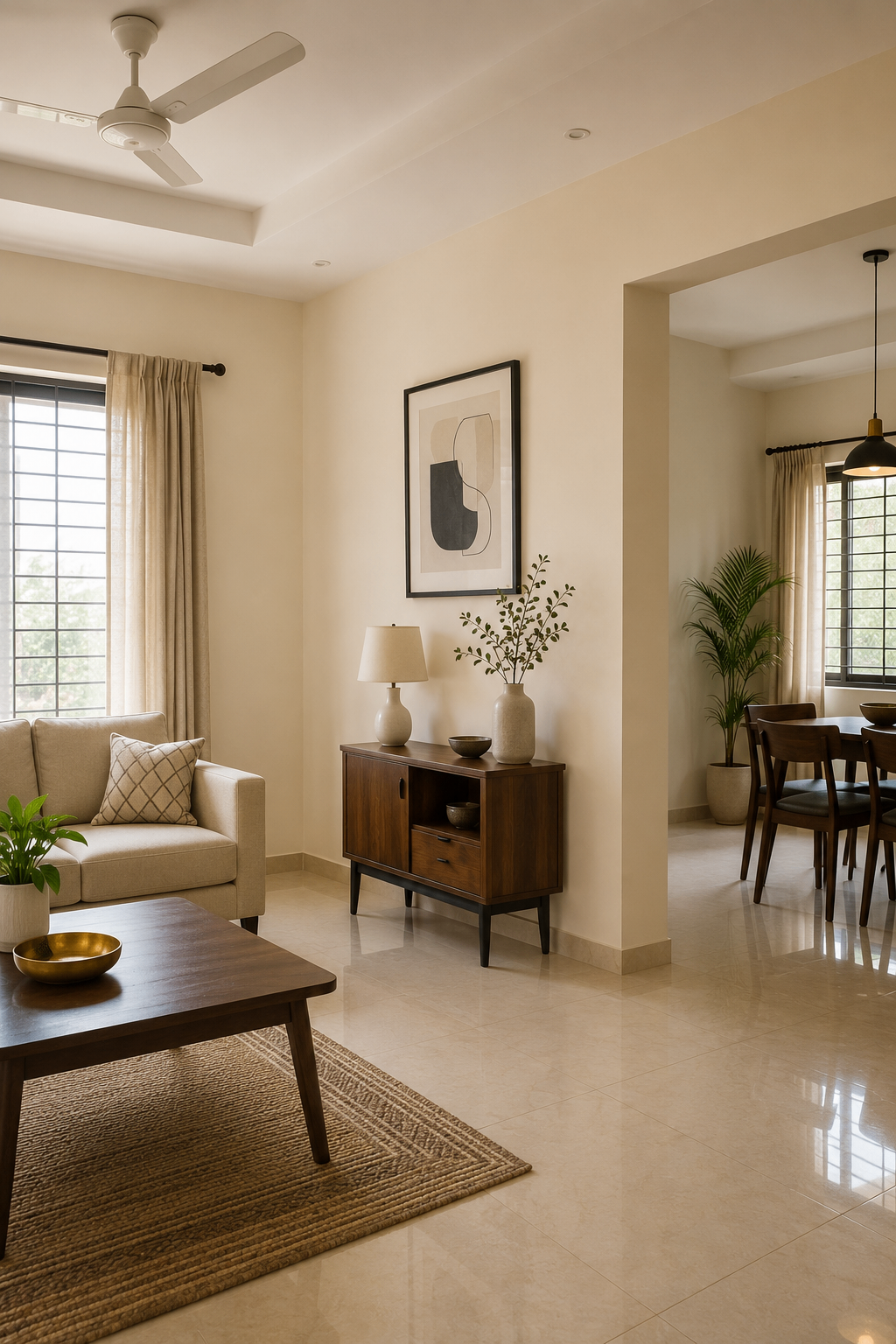 Warm ivory interior wall in an Indian home